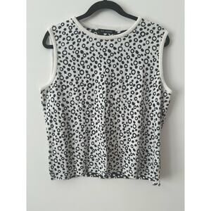 St. John Reversible Sweater Women's Large White/Black Sleeveless Polka Dot